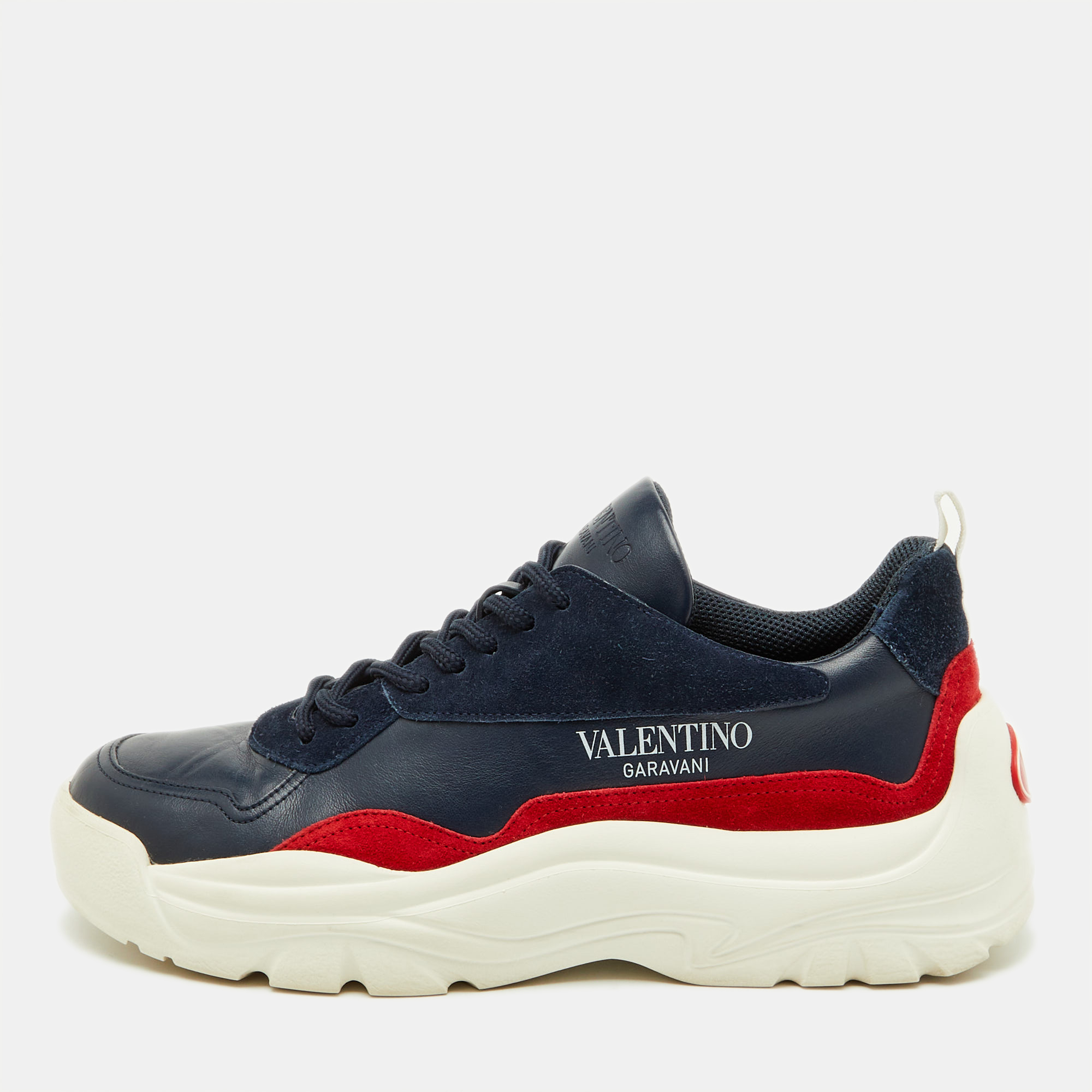 

Valentino Blue/Red Suede and Leather Gumboy Low Top Sneakers Size, Navy blue
