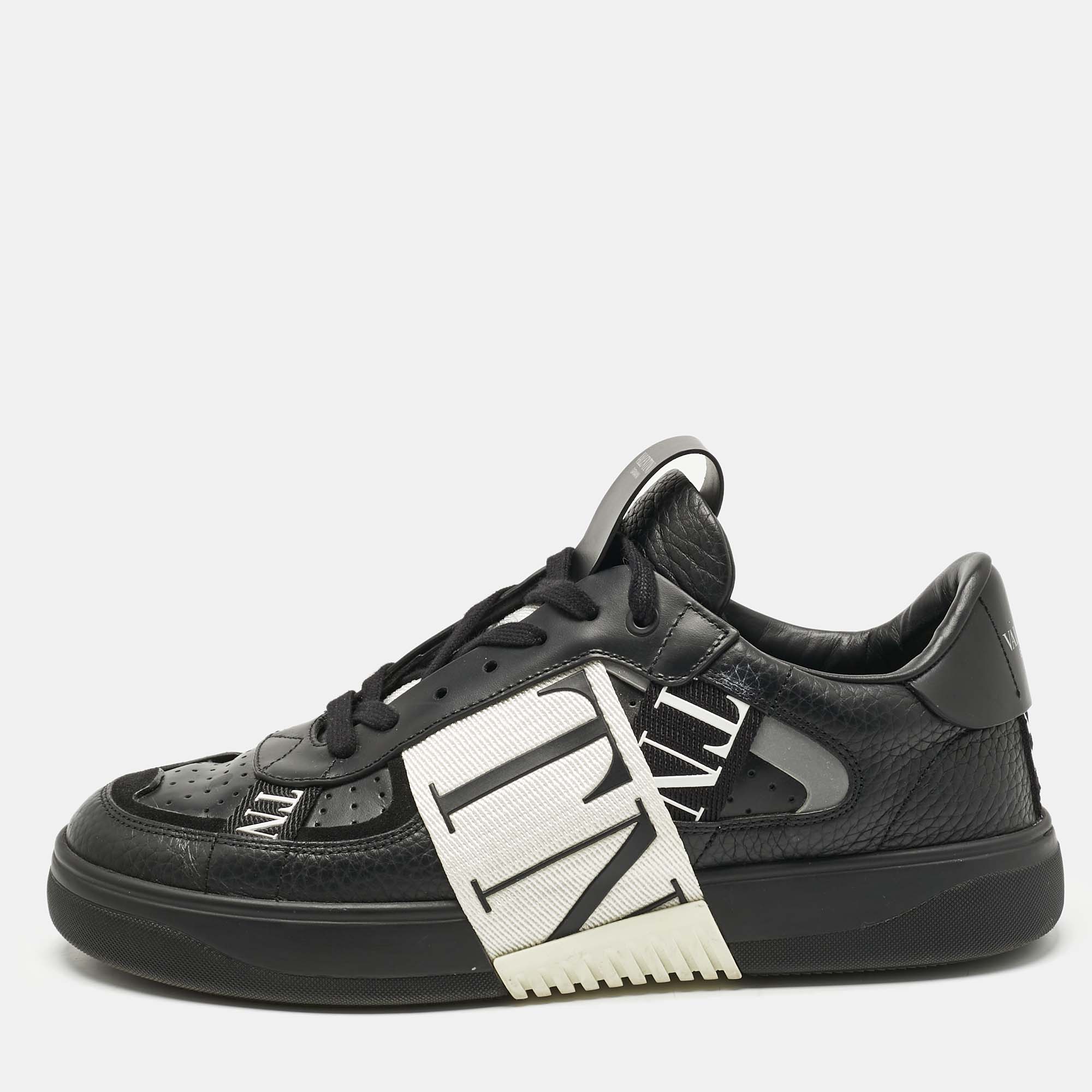 

Valentino Black Leather, Canvas and Suede VL7N Low Top Sneakers Size