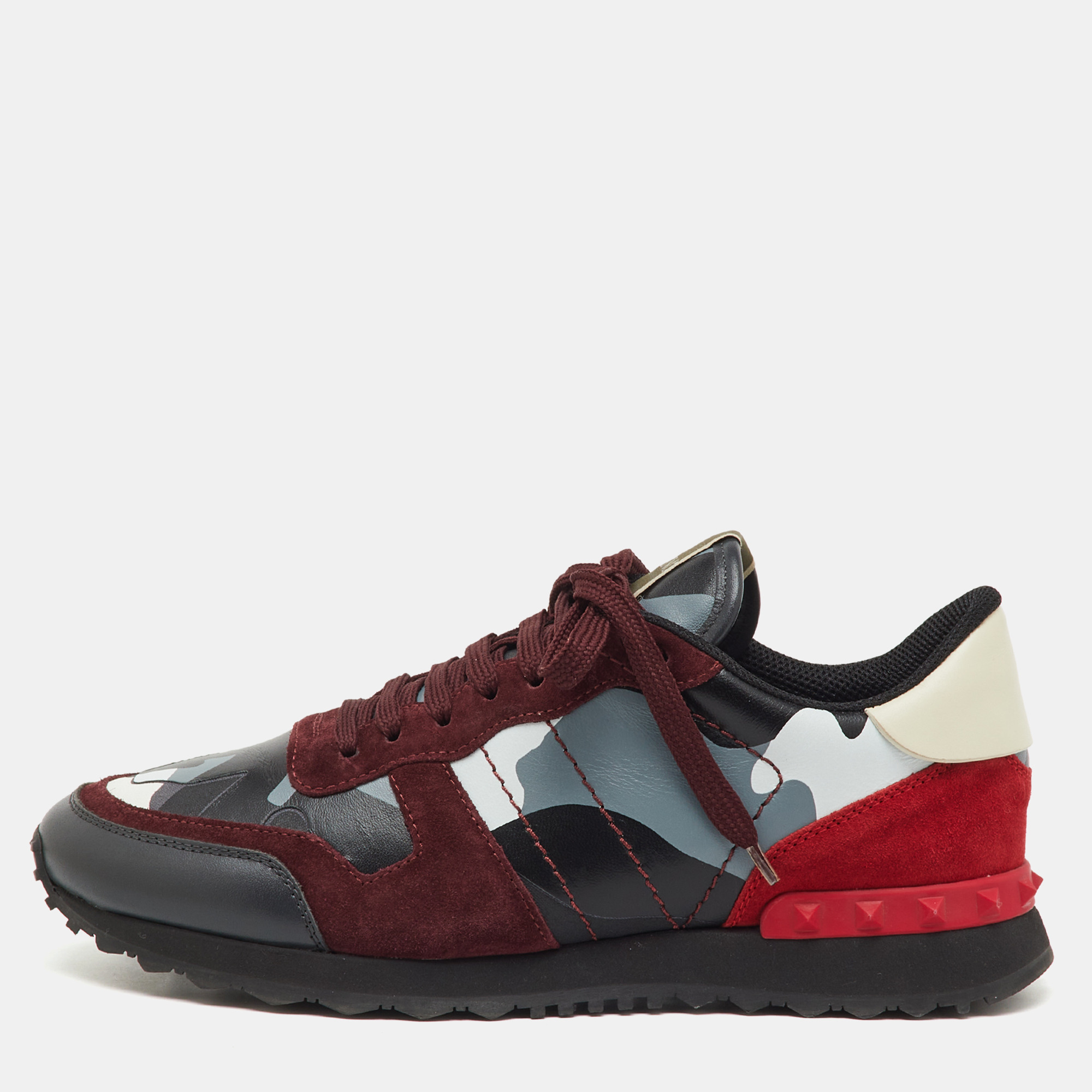 

Valentino Multicolor Camouflage Canvas, Suede and Leather Rockrunner Sneakers Size