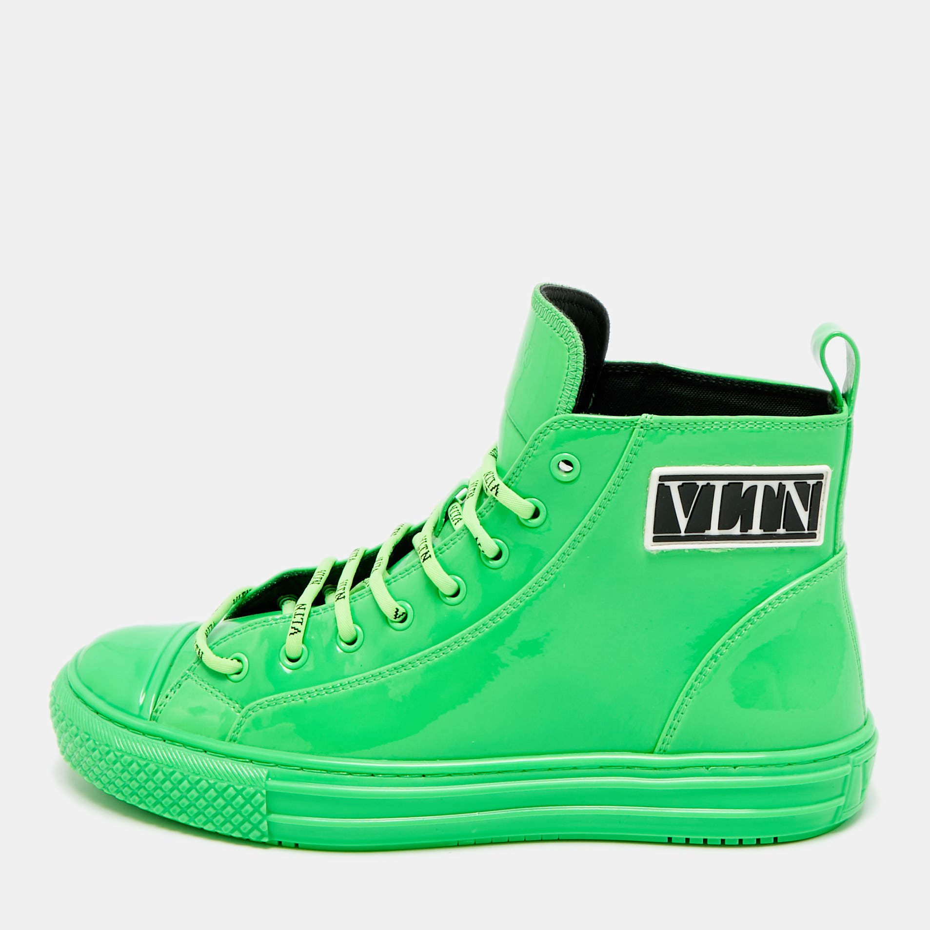 

Valentino Giggies Neon Green Patent Leather High Top Sneakers Size