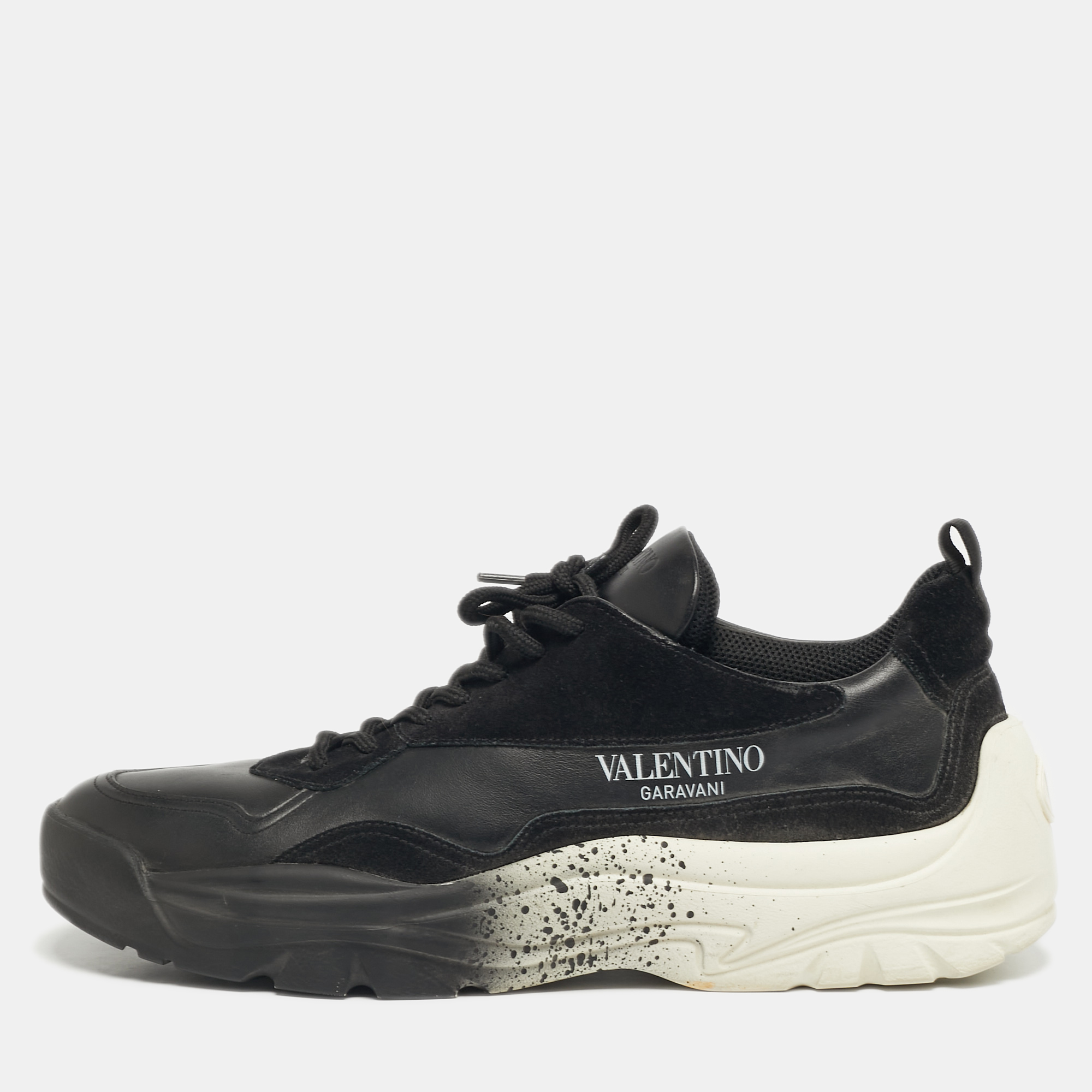 

Valentino VL7N Size  Black Leather and Suede Lace Up Sneakers