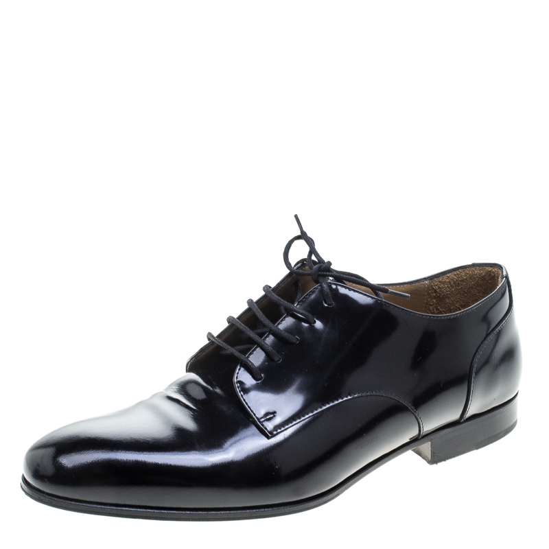 Pre Owned Valentino Black Leather Lace Up Derby Size 42