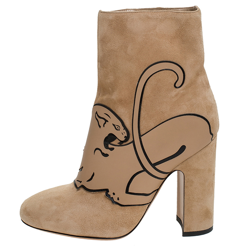 

Valentino Beige Suede Panther Ankle Boots Size