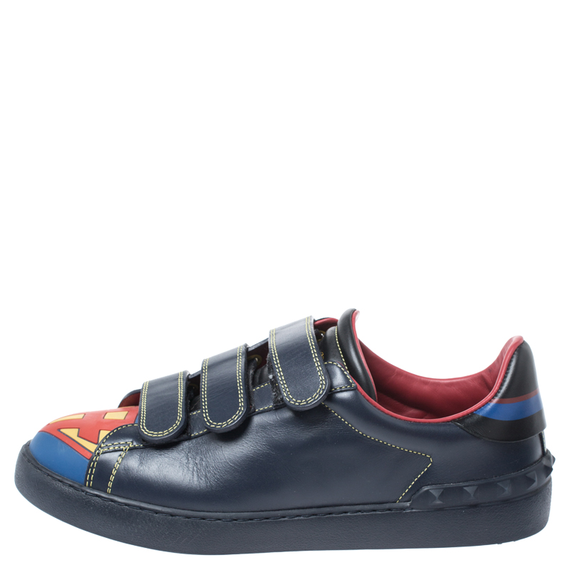 

Valentino Blue/Red Leather Super H Low Top Sneakers Size