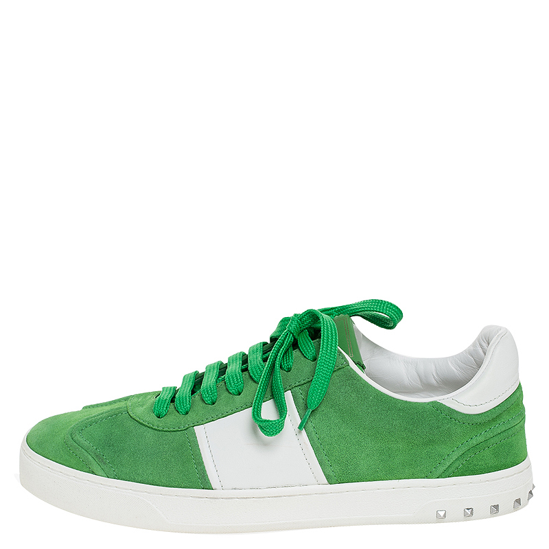 

Valentino Green/White Suede and Leather Flycrew Lace Up Sneakers Size, Multicolor