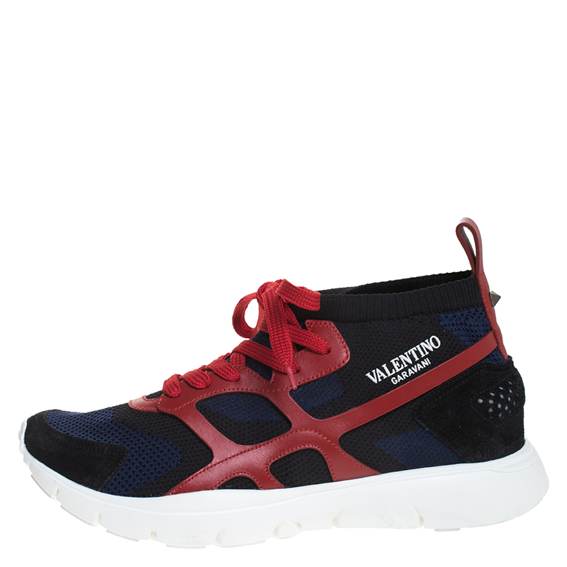 

Valentino Tricolor Mesh And Leather Sound High Top Sneakers Size, Multicolor