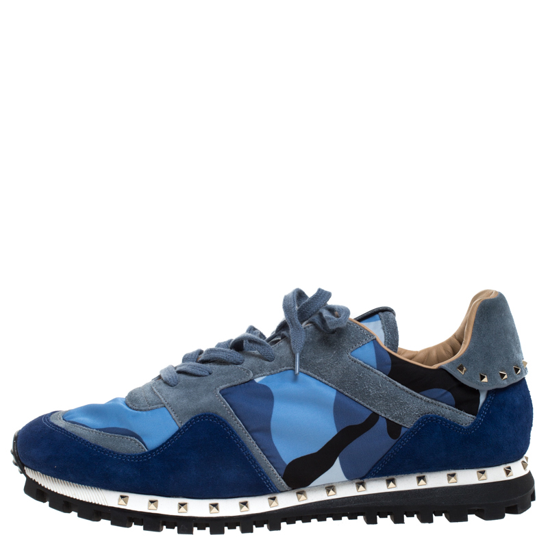 

Valentino Multicolor Suede And Canvas Camouflage Rockrunner Lace Up Sneakers Size