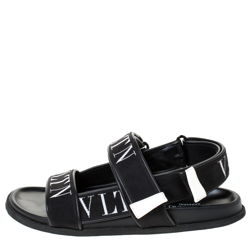 Valentino Black and Leather VLTN Band Sandals Size 41 Valentino | TLC