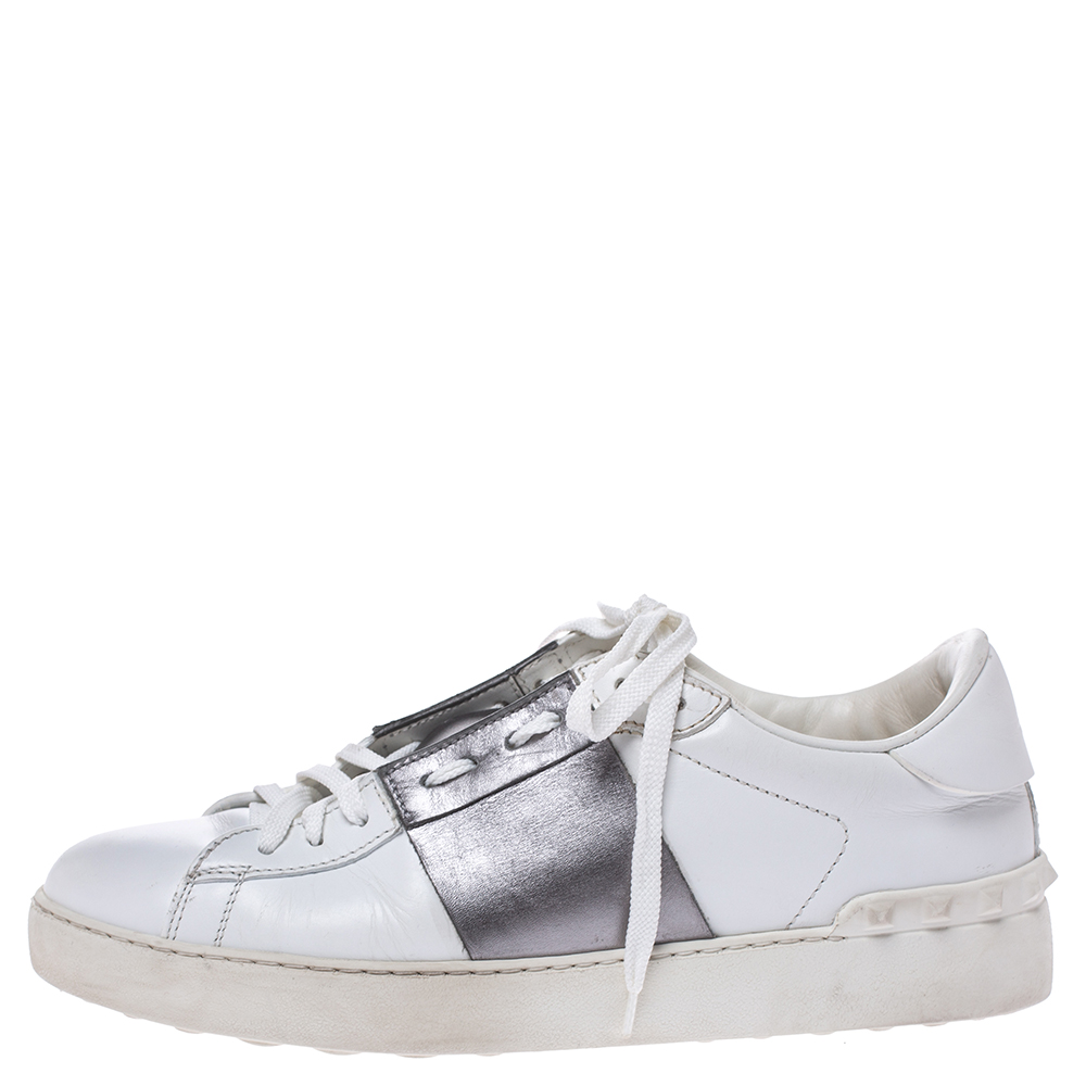 

Valentino Two Tone Leather Open Sneakers Size, White