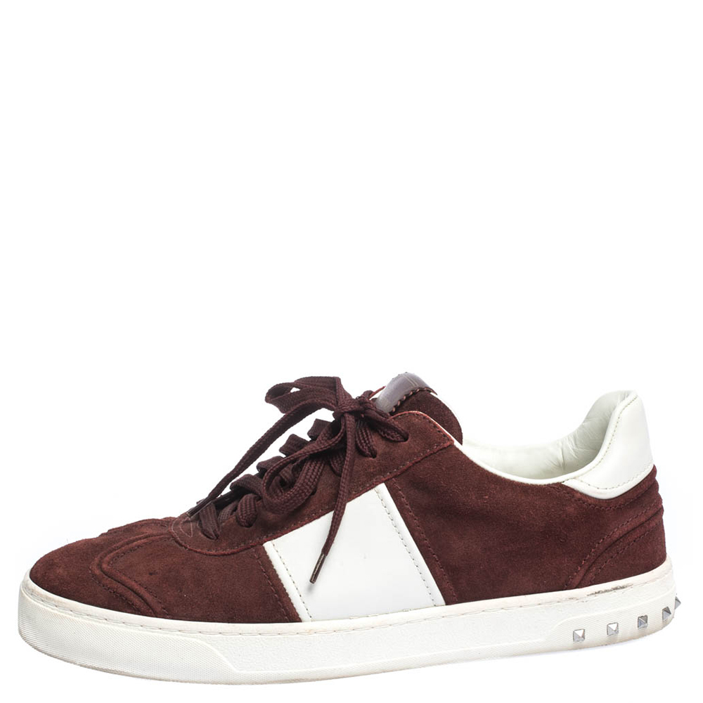 

Valentino Burgundy/White Suede and Leather Flycrew Sneakers Size, Multicolor