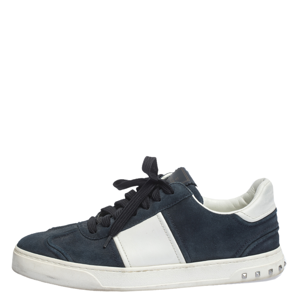 

Valentino Blue/White Suede and Leather Flycrew Lace Up Sneakers Size