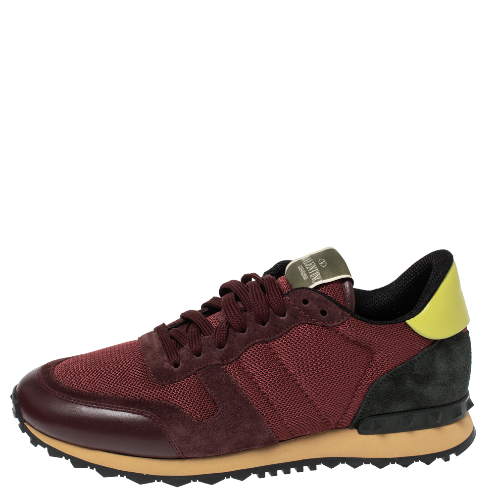 

Valentino Tricolor Mesh and Leather Rockrunner Sneakers Size, Multicolor