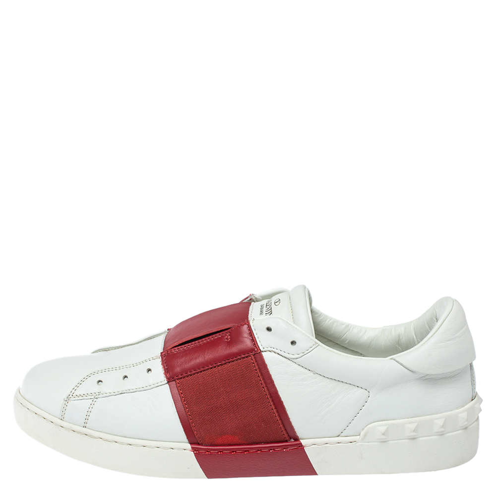 

Valentino Red/White Leather Elastic Band Sneakers Size