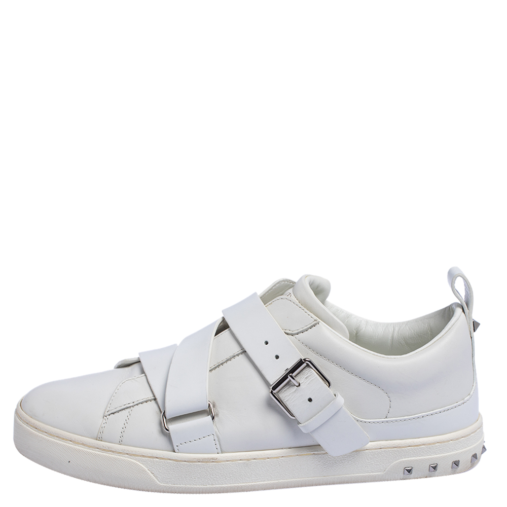 

Valentino White Leather Criss Cross Slip On Sneakers Size