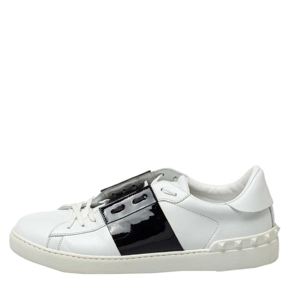 

Valentino White/Black Leather Rockstud Low Top Sneakers Size