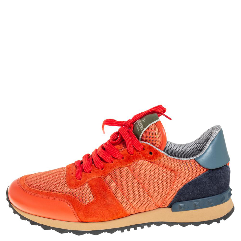 

Valentino Orange/Blue Mesh And Leather Rockrunner Sneaker Size