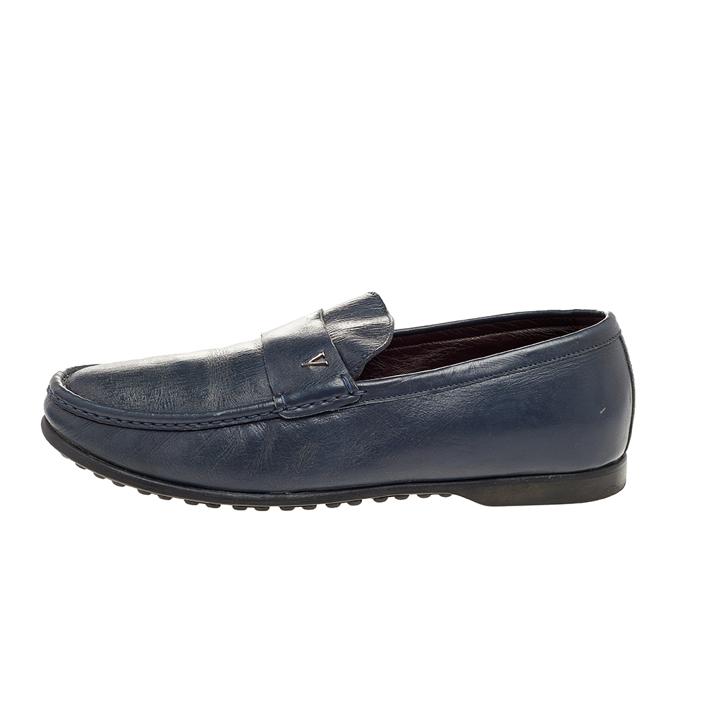 

Valentino Blue Leather Slip On Loafers Size