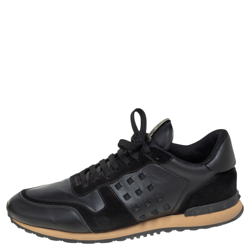 

Valentino Black Leather And Suede Rockrunner Sneakers Size