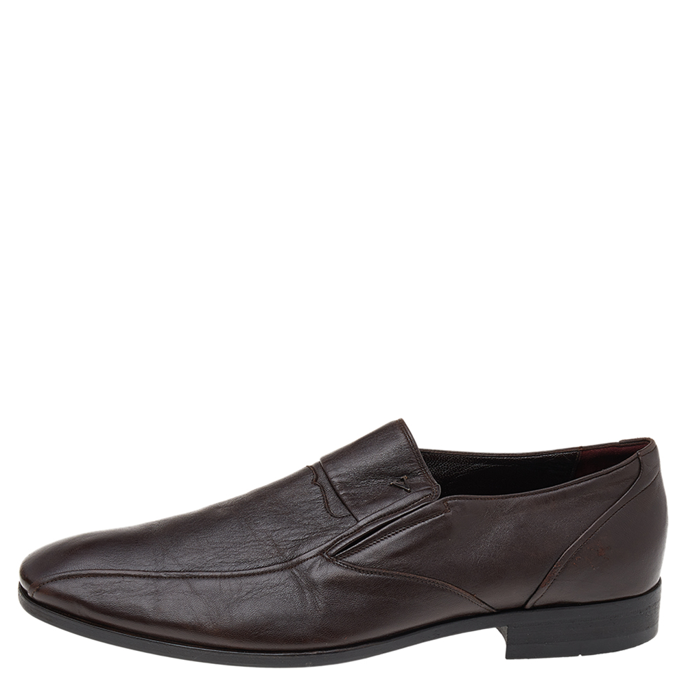 

Valentino Brown Leather V Slip on Loafers Size