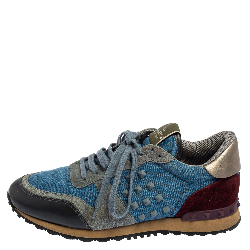 

Valentino Muticolor Denim, Suede and Leather Rockstud Sneakers Size, Multicolor