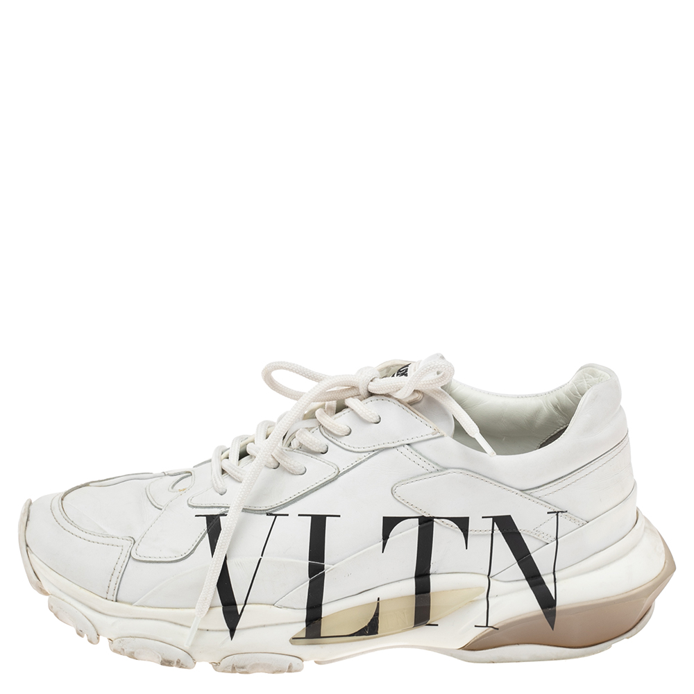 

Valentino White Leather VLTN Bounce Sneakers Size