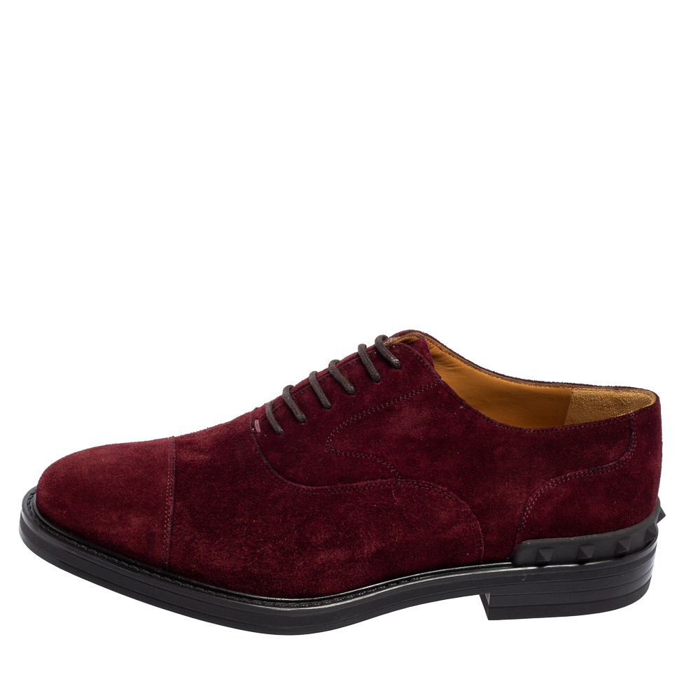 

Valentino Burgundy Suede Lace-up Oxfords Size