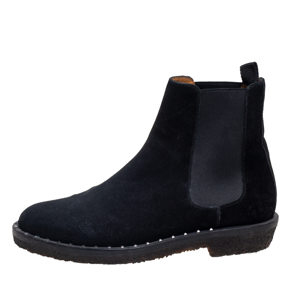 

Valentino Black Suede Studded Chelsea Boots Size