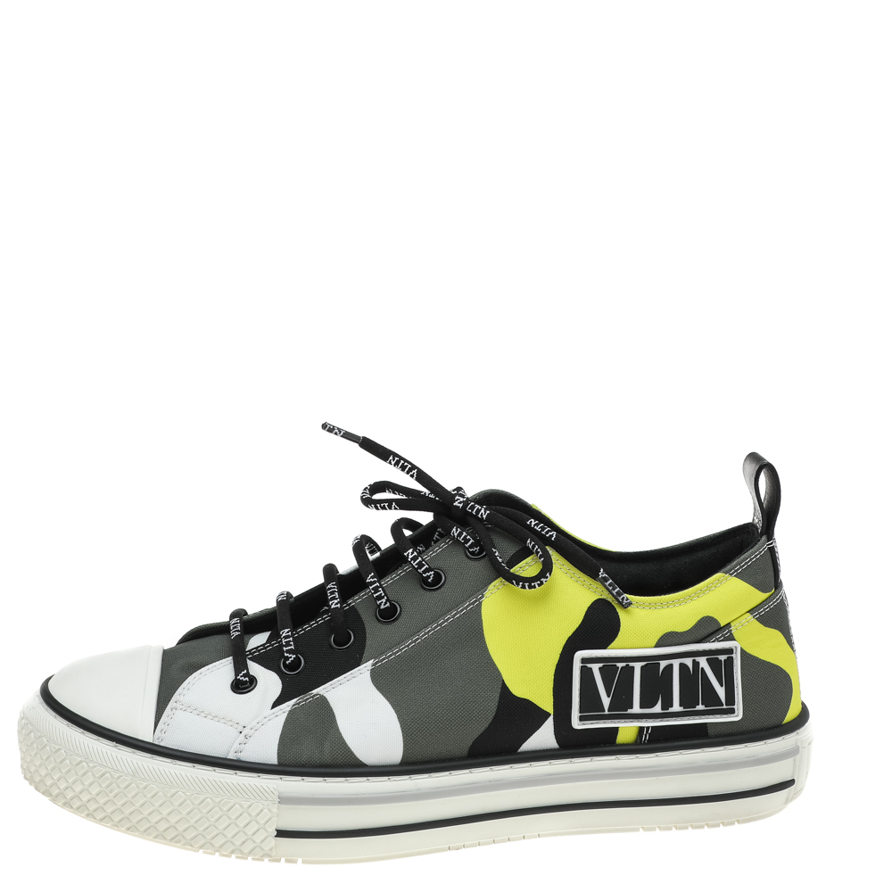 

Valentino Multicolor Camouflage Print Canvas And Rubber Cap Toe Low Top Sneakers Size
