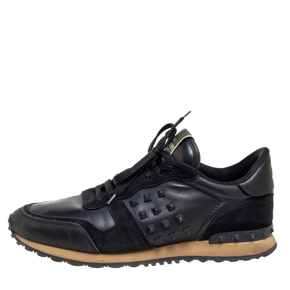 

Valentino Black Leather and Suede Rockrunner Sneakers Size