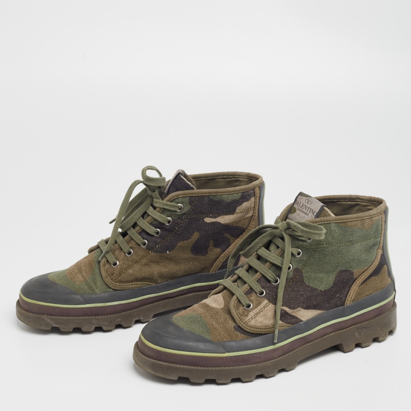 

Valentino Multicolor Canvas Camouflage High Top Sneakers Size