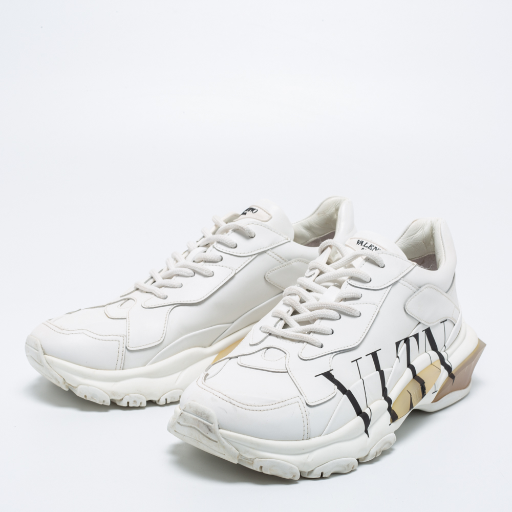 

Valentino White Leather VLTN Bounce Low Top Sneakers Size