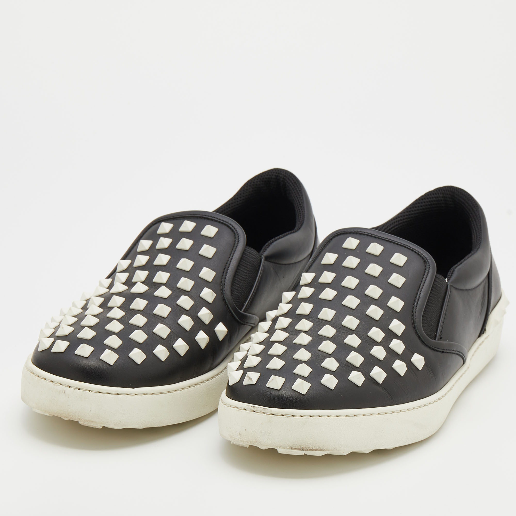 

Valentino Black Leather Rockstud Slip On Sneakers Size