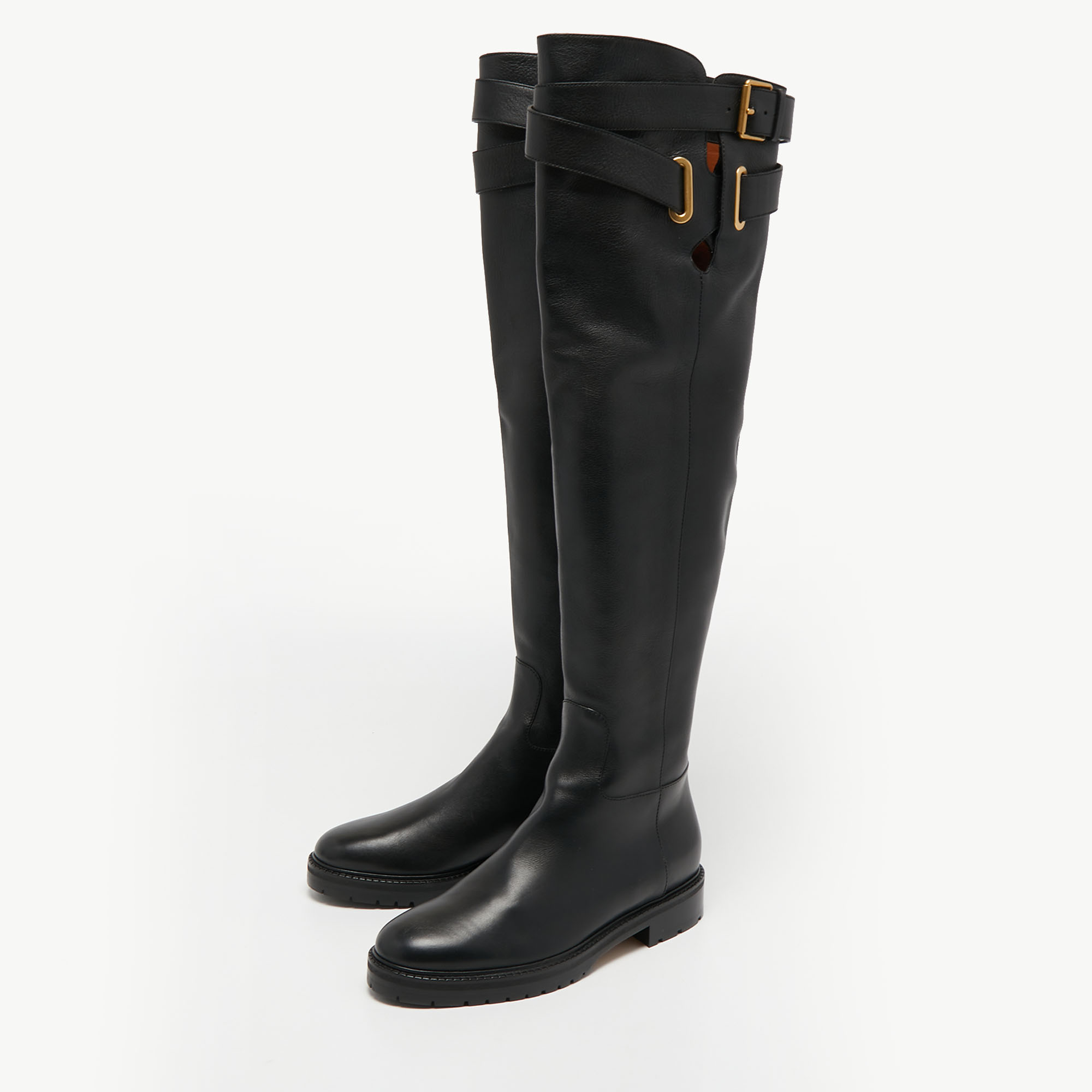 

Valentino Black Leather Over the Knee Boots Size