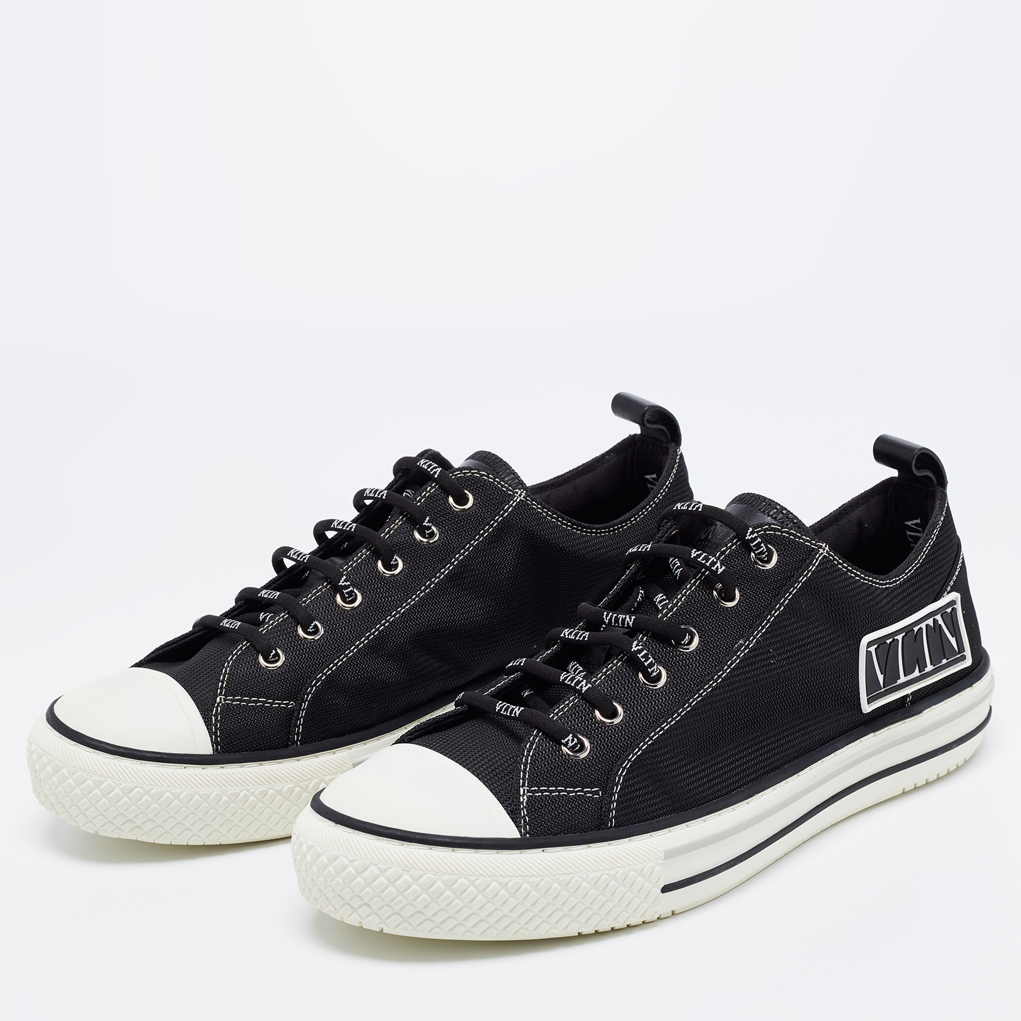 

Valentino Black Fabric and Rubber Giggies Low Top Sneakers Size