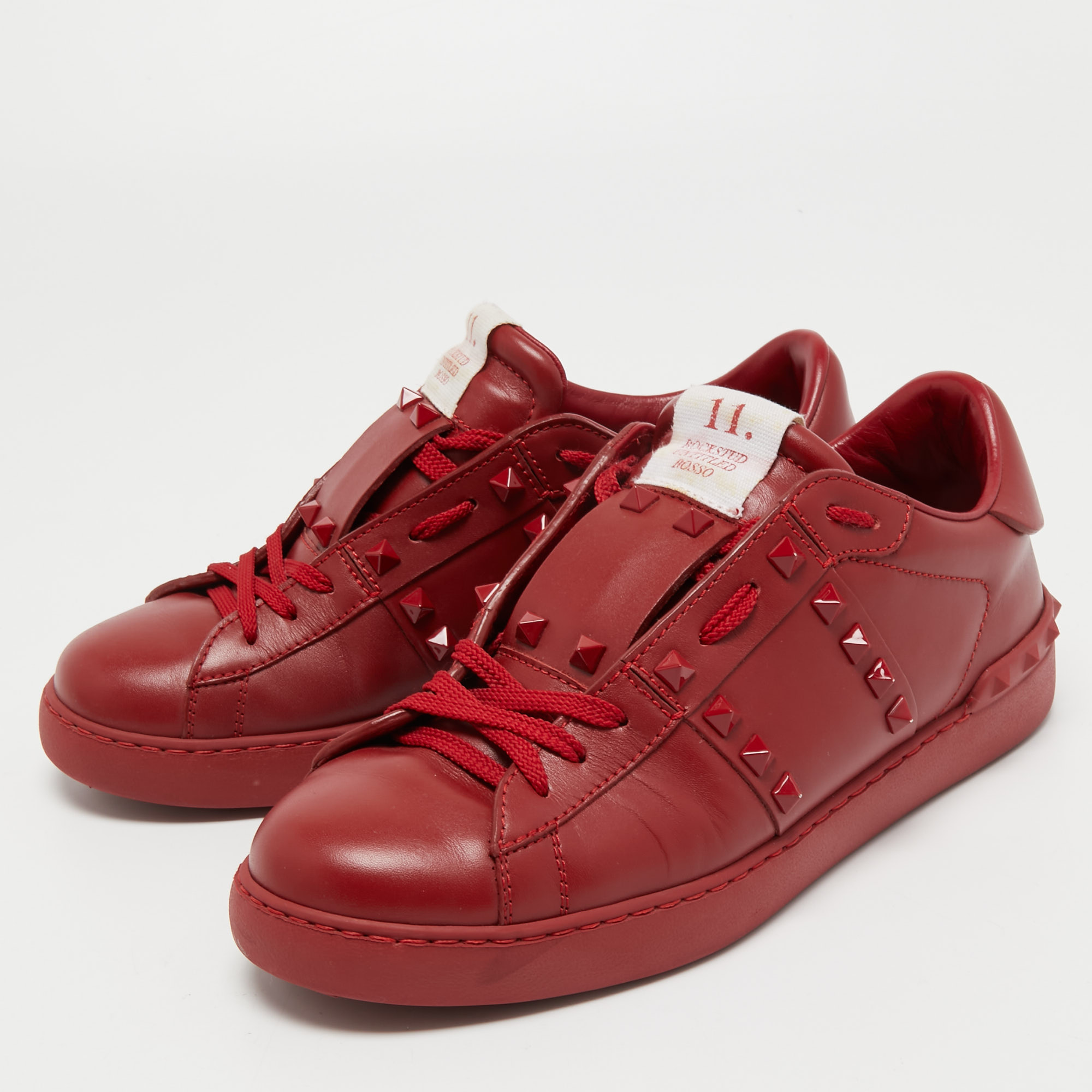 

Valentino Red Leather Rockstud Low Top Sneakers Size