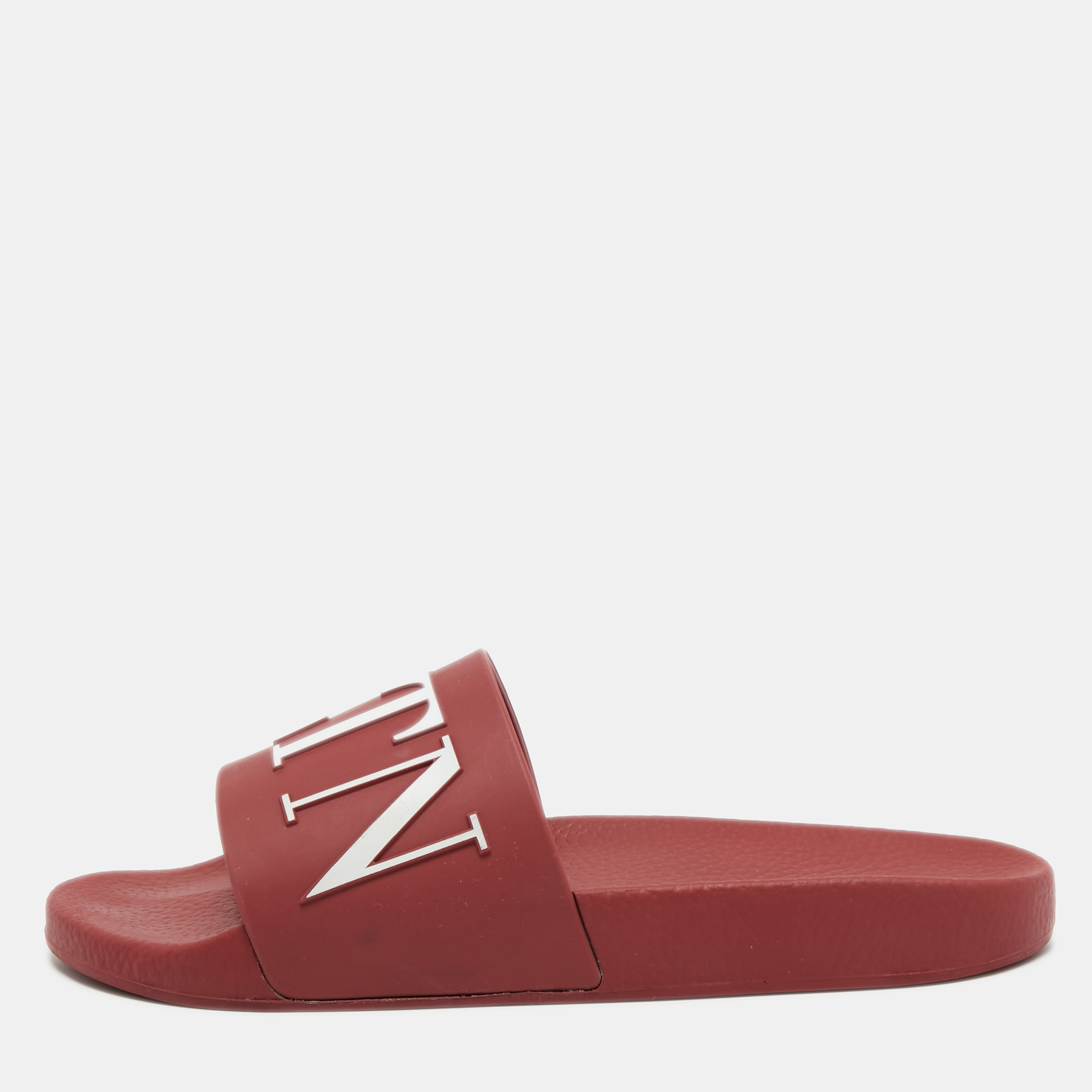 Valentino Red Rubber VLTN Slide Sandals Size 41