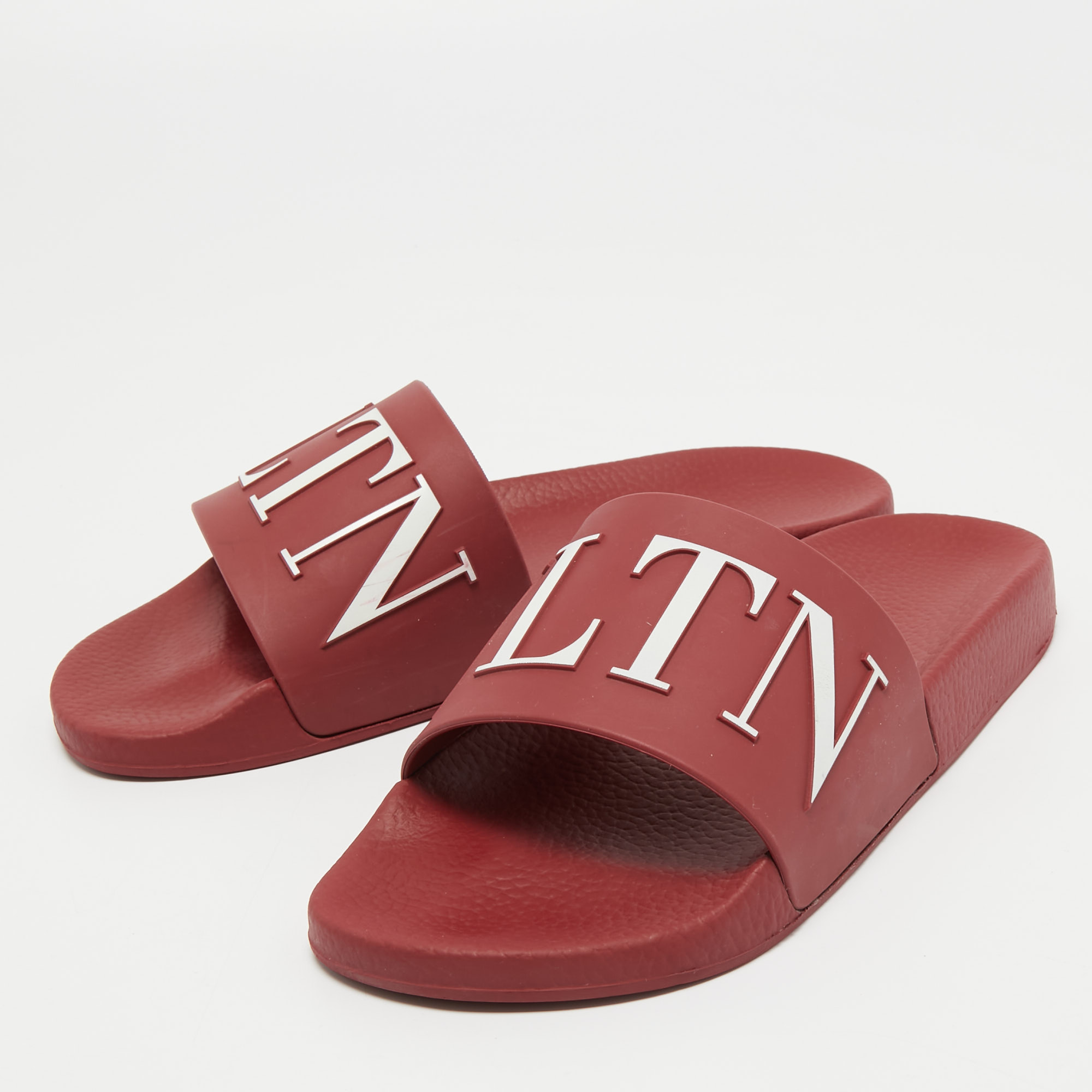 

Valentino Red Rubber VLTN Slide Sandals Size