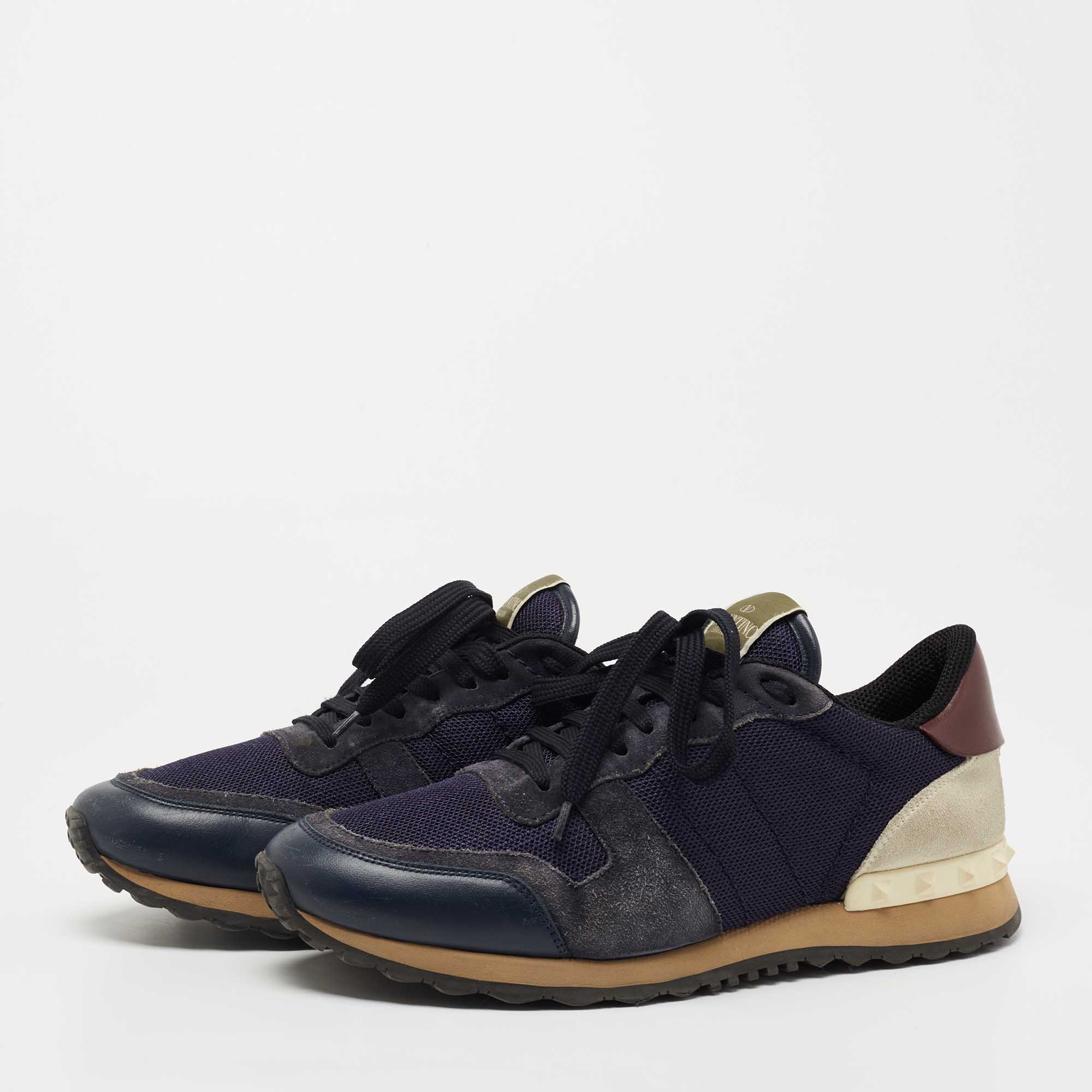 

Valentino Tricolor Mesh, Leather and Suede Rockrunner Sneakers Size, Navy blue