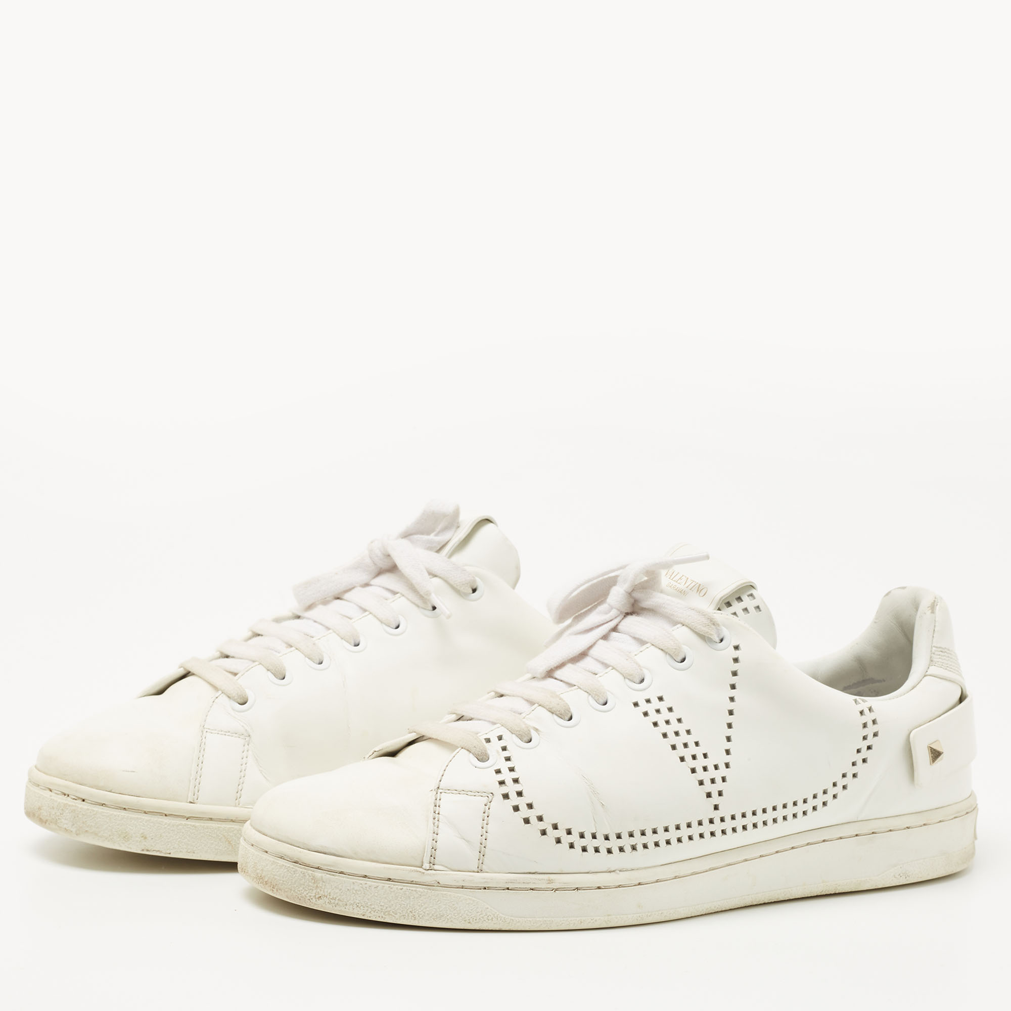 

Valentino White Leather Becknet Sneakers Size