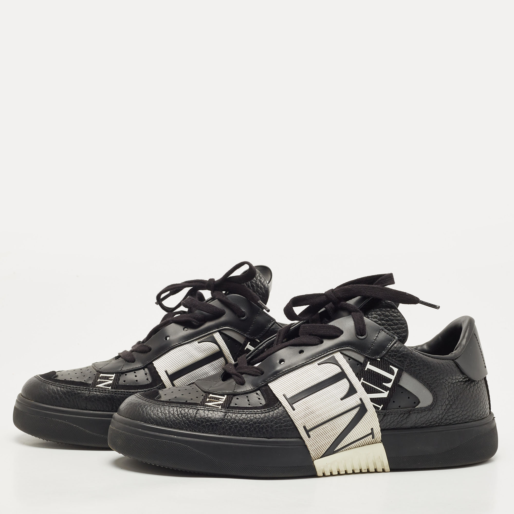 

Valentino Black Leather VLTN Low Top Sneakers Size