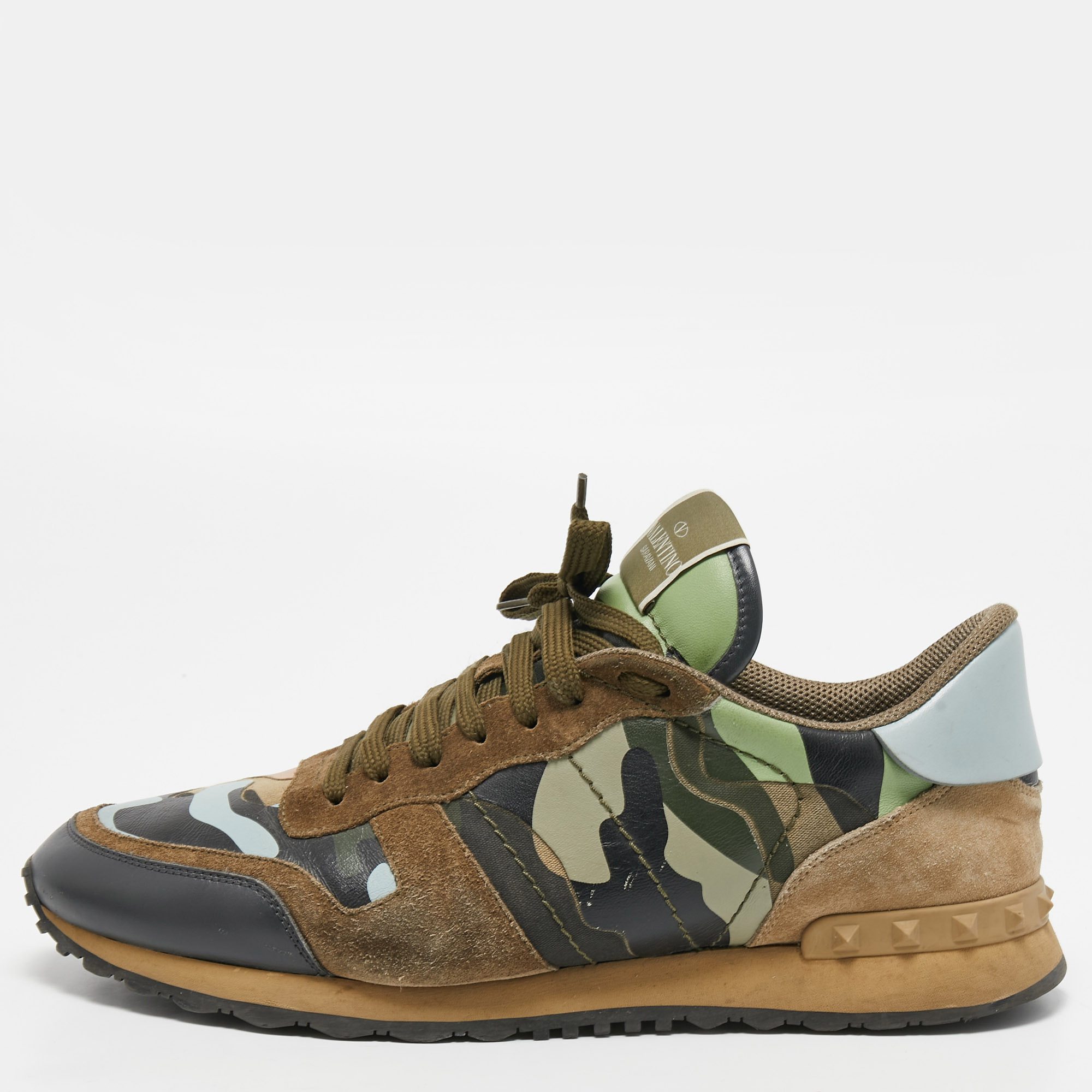 

Valentino Multicolor Camouflage Suede And Leather Rockrunner Sneakers Size