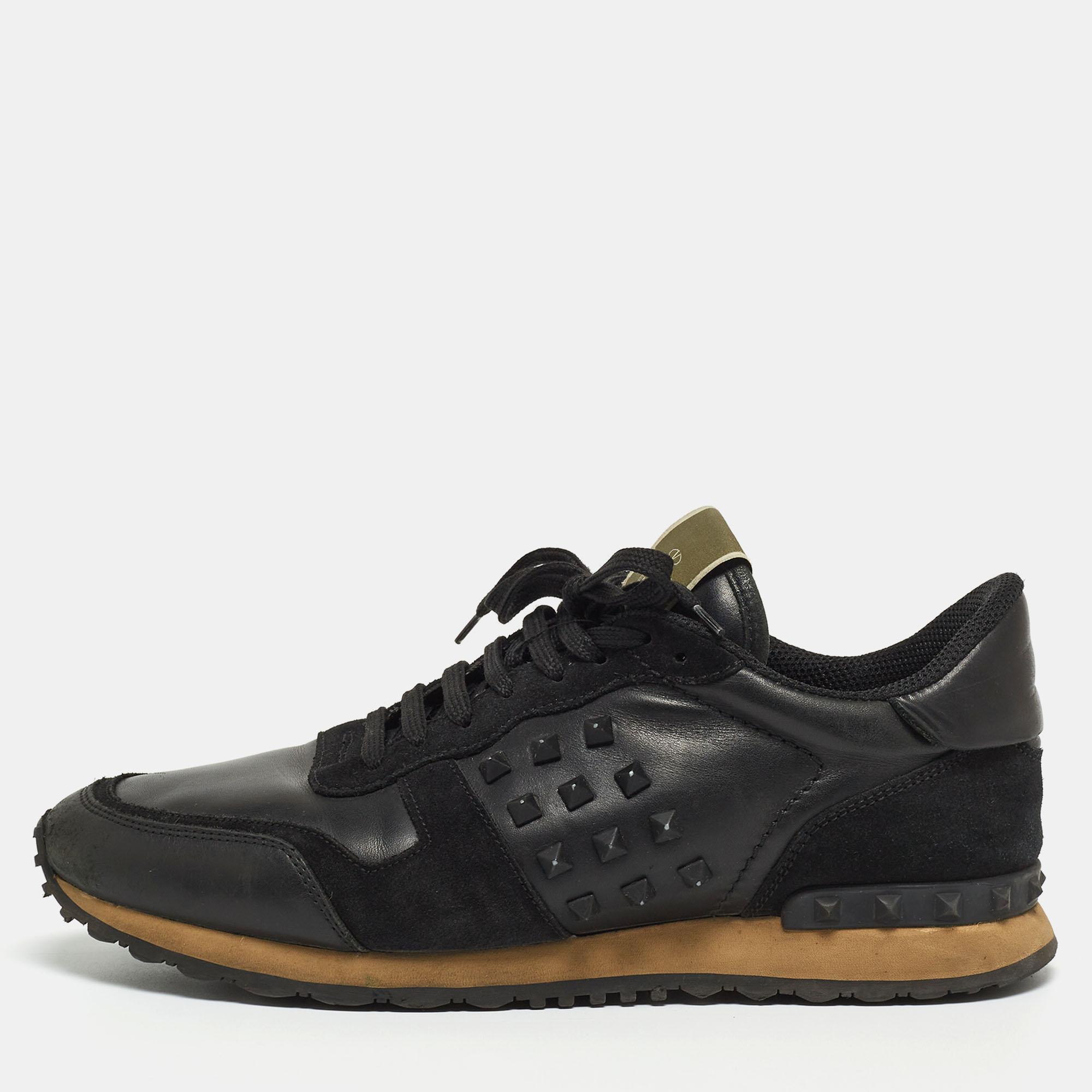 

Valentino Black Leather and Suede Rockrunner Sneakers Size