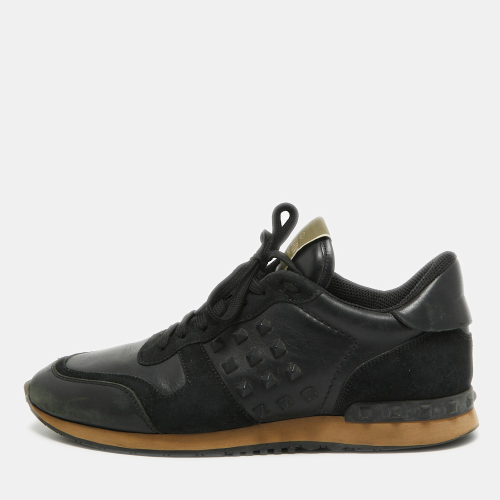 

Valentino Black Leather and Suede Rockrunner Sneakers Size