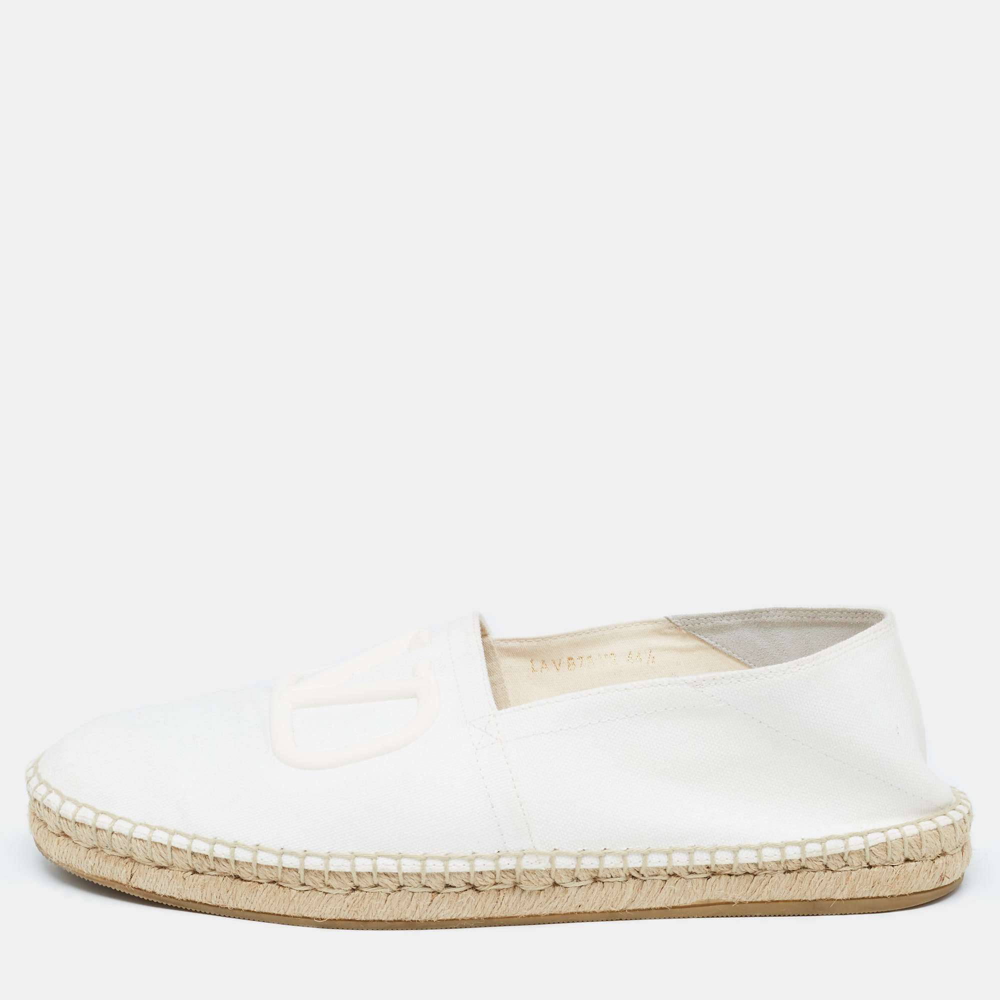 

Valentino White Canvas VLogo Slip On Espadrilles Loafers Size, Cream