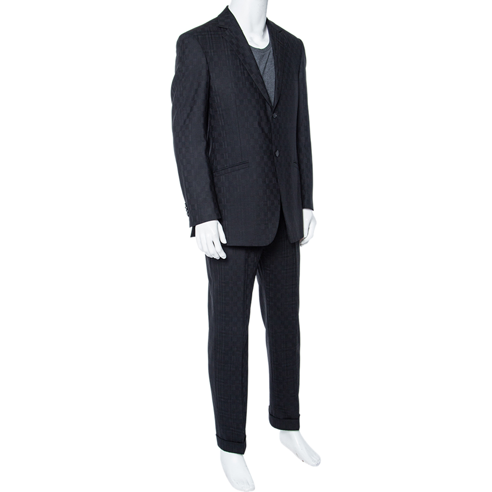 

Versace Collection Black Jacquard Wool Single Breasted Suit