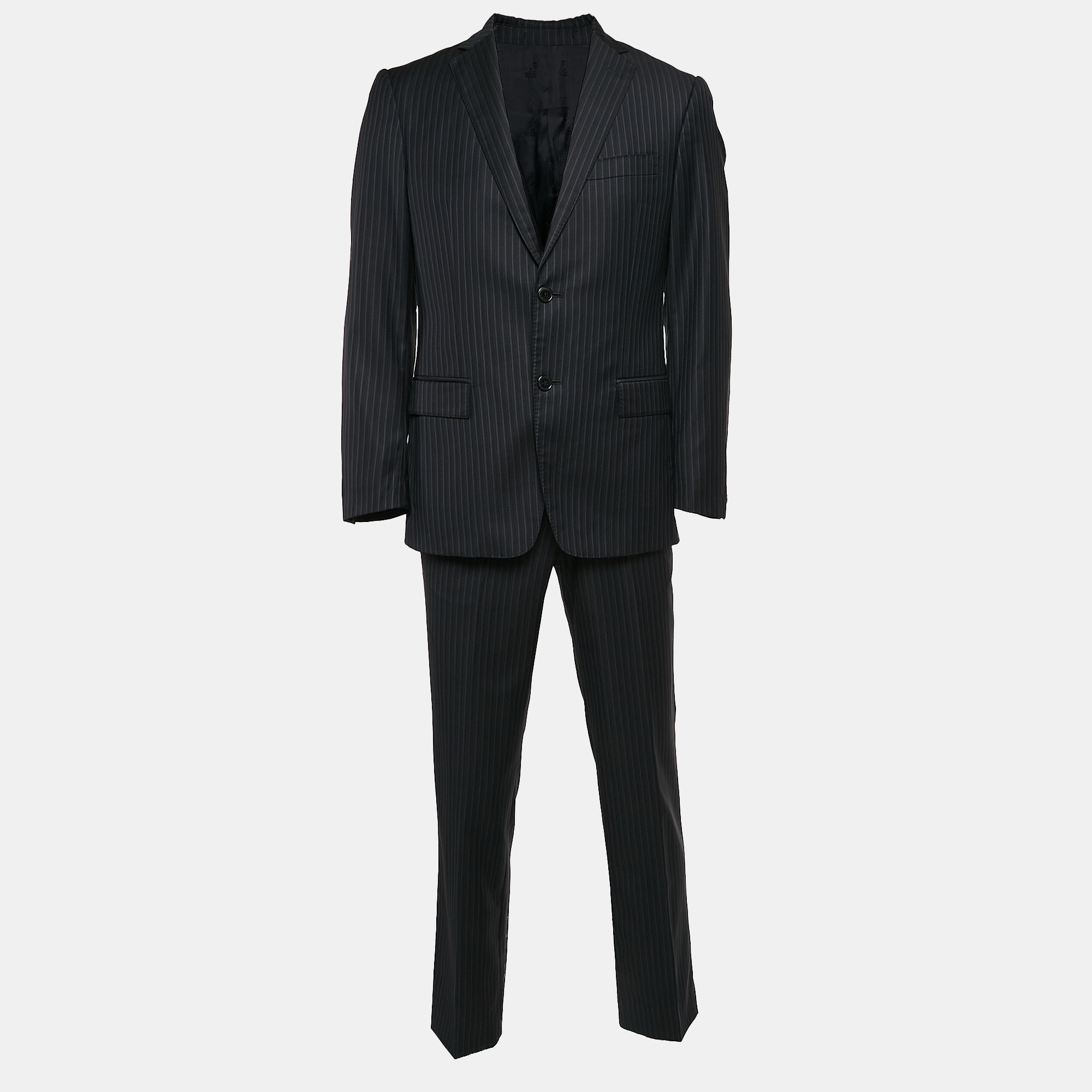 

Versace Collection Navy Blue Pinstripe Wool Single Breasted Suit S