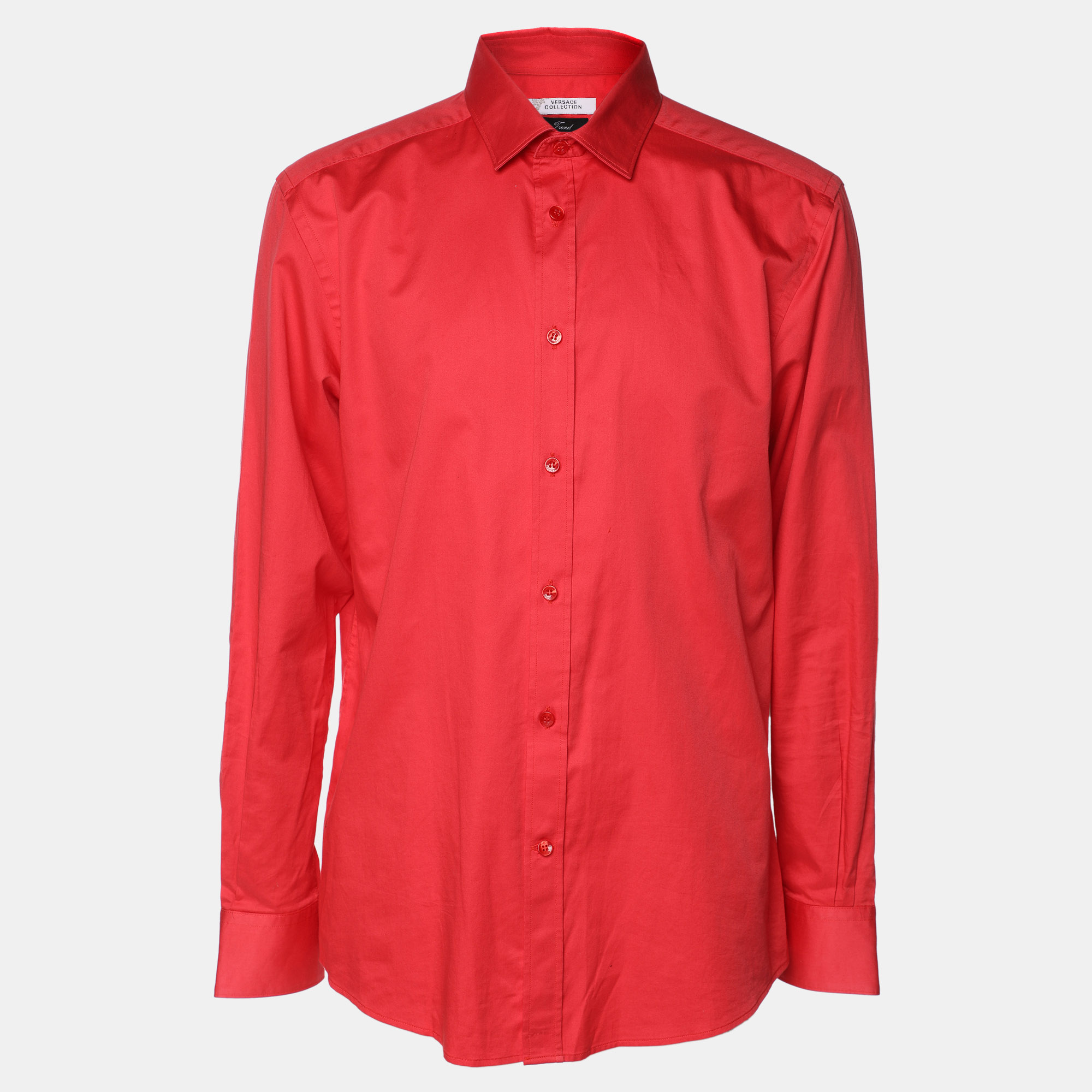 

Versace Collection Red Cotton Button Front Shirt XL