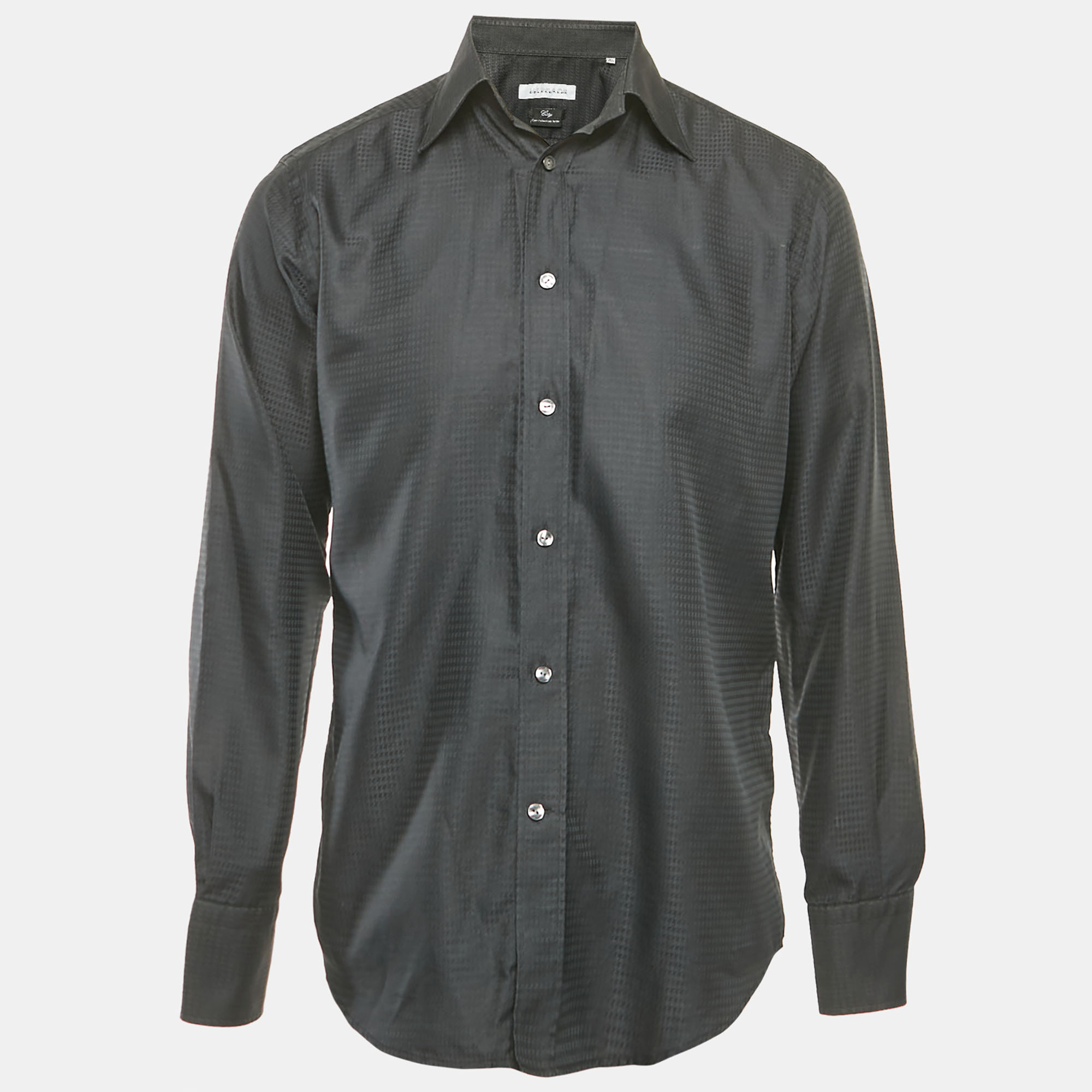 

Versace Collection Black Houndstooth Cotton Blend City Shirt M