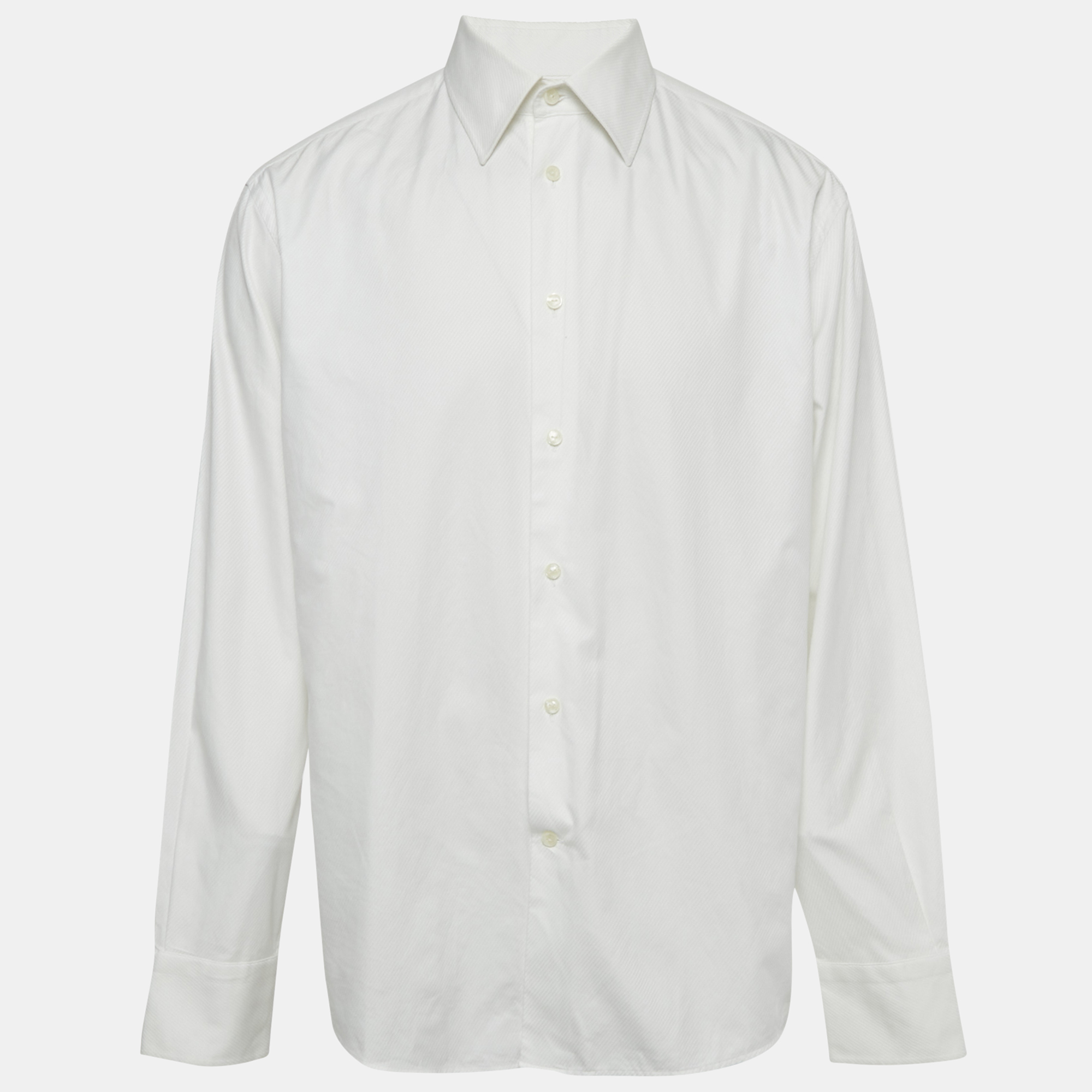 

Versace Collection White Textured Cotton Long Sleeve Shirt XXL