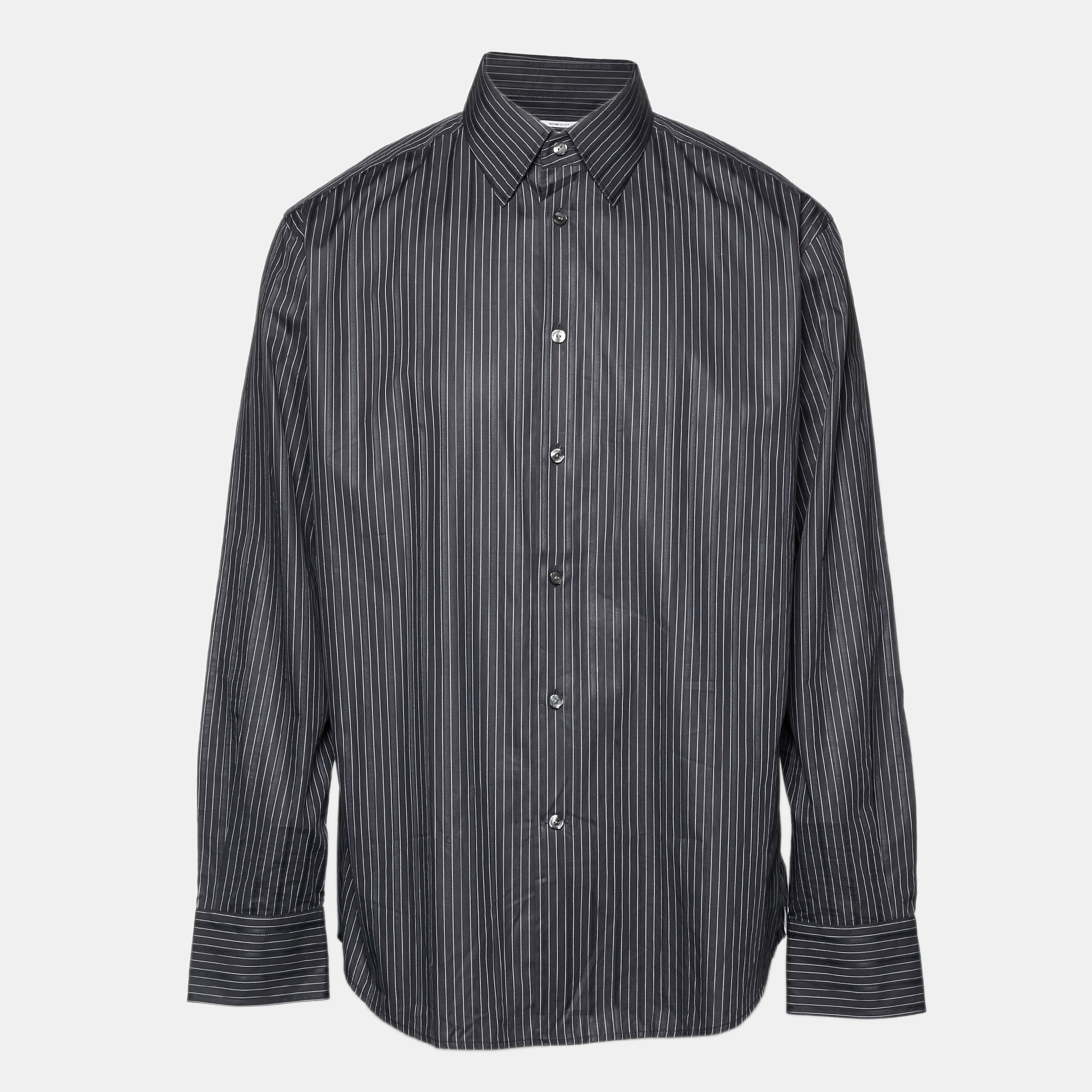 

Versace Collection Black Pin Stripe Cotton Business Fit Shirt XXL